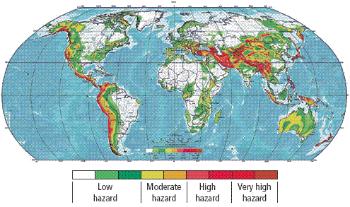 Ubicaciones de terremotos activos del mundo